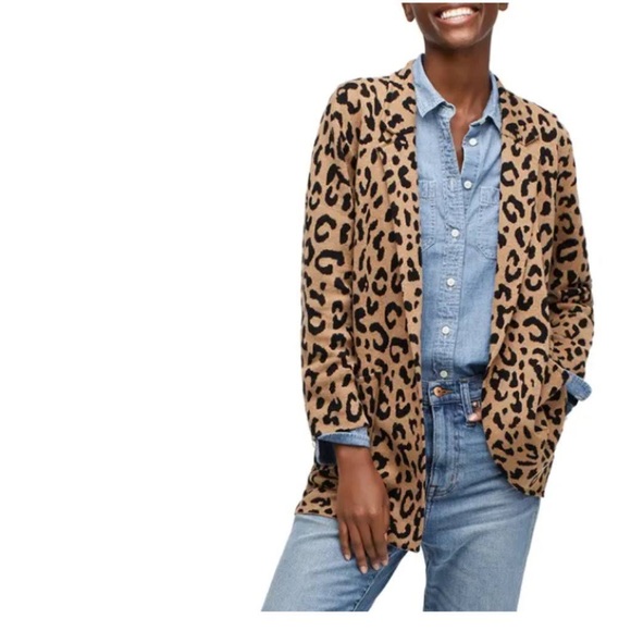 J. Crew Sweaters - J Crew Sophie Leopard Print Blazer
